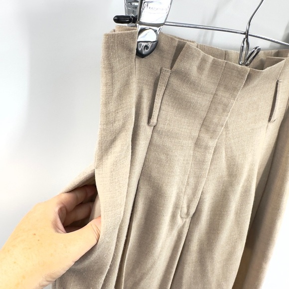 Lafayette 148 Womens Wide Leg Pants Size 0 Tan Wool Inverted Pleated High Rise - Picture 4 of 12